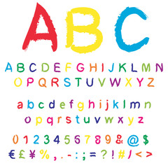 Vector conceptual sketch colorful child font collection