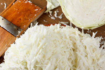 Cook chopped fresh white cabbage