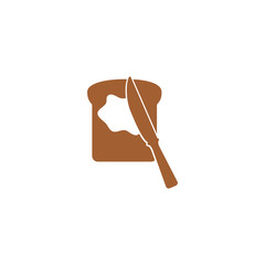 Icon knife with butter on bread.