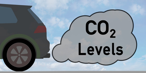 cac10 CarArtworkCloud CO2 Levels - Auto mit Auspuff und Abgasqualm g4023 - smoking vehicle with exhaust fumes - 2to1 e4023