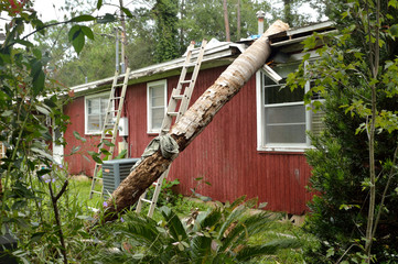 EF0 tornado damage on house roof