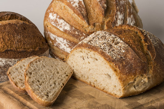 A still life of artisan bread