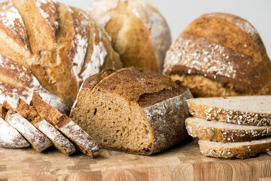 A still life of artisan bread