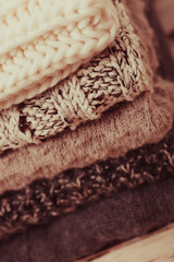 Fototapeta na wymiar Collection of woolen clothes