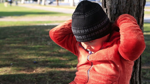 Portrait of a congealed little boy