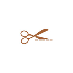 Icons scissors with cut lines.