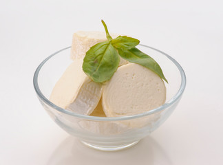 Lots of goat cheese with basil