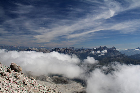 i monti della Val Badia dal Piz Boè
