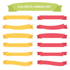 Obraz premium Colorful ribbons and banners set isolated on white background. 