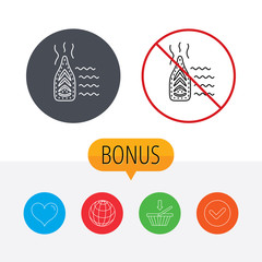 Steam ironing icon. Iron housework tool sign.