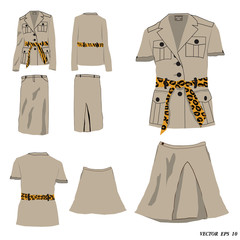 Collection of dress safari style, Vector illustration