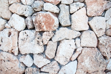 Drystone wall with some cigarette stubs in Mallorca, Balearic islands, Spain.