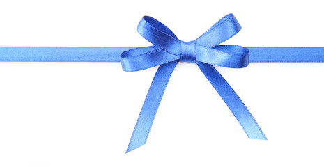 Dark blue ribbon bow isolated on white