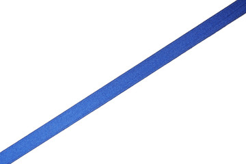 Dark blue satin ribbon isolated on white