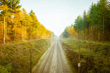 Naklejka premium Bahnstrecke in Herbst