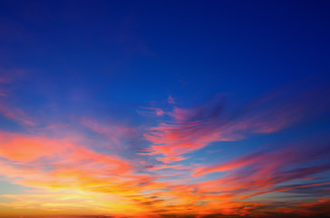 Naklejka na ściany i meble Vivid sky illuminated by the sunset