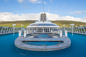 Deck of a ship with a pool