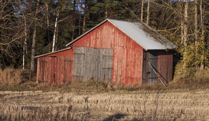 Old red barn on countryside