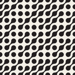 Vector Seamless Black & White Rounded Circle Metaball Pattern