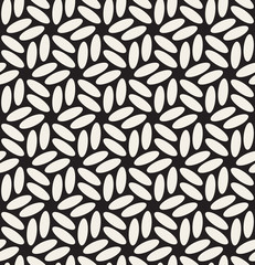 Vector Seamless Black & White Rounded Ellipses Hexagonal Floral Pattern