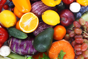 Colourful fruit and vegetable background