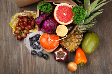Fruits and vegetables on table