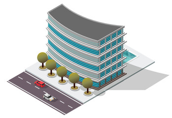 Vector Isometric Hotel Apartment Building