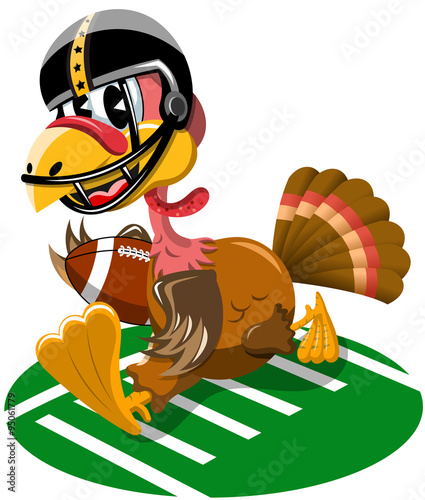 "Thanksgiving Turkey playing American Football isolated ...