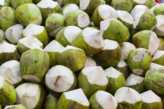 background coconut shot close-up in the Asian market