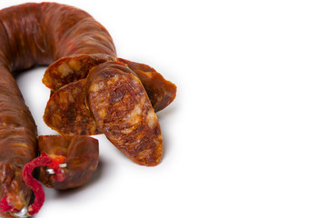 tasty sausage sliced sausage on isolated background