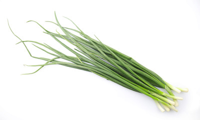 Fresh green onion isolated on white background
