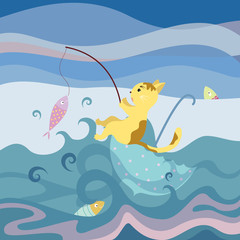 cat and fish background