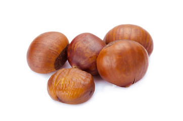 Fresh chestnuts isolated on white