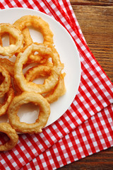 Chips rings on plate closeup
