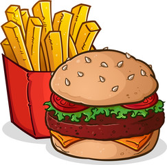 Cheeseburger French Fries Cartoon