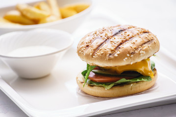 cheeseburger with potato