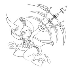 Little Wonder Woman with Weapon - Line Art - Character Design