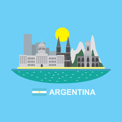 Argentina infographic with famous buildings