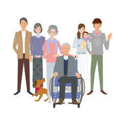Obraz premium 高齢者 車いす イラスト