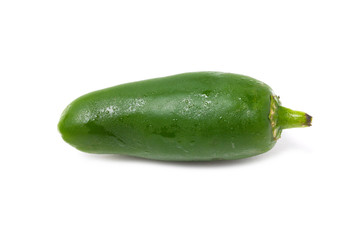 Single hot green pepper isolated on white.