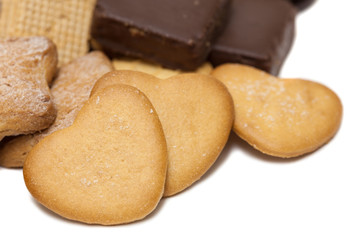 variety of sweet cookies on white background
