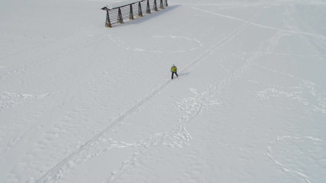 AERIAL: Cross-country skiing