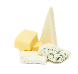 cheese types isolated on white background