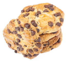 group of chocolate cookies isolated on a white background