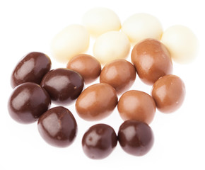 variety small chocolate balls isolated on a white background