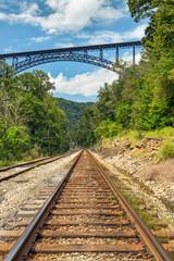 Fototapeta na wymiar Railroad and Big Bridge