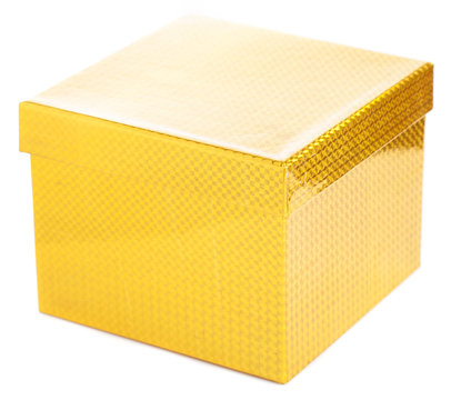 Closed Yellow Box On A White Background