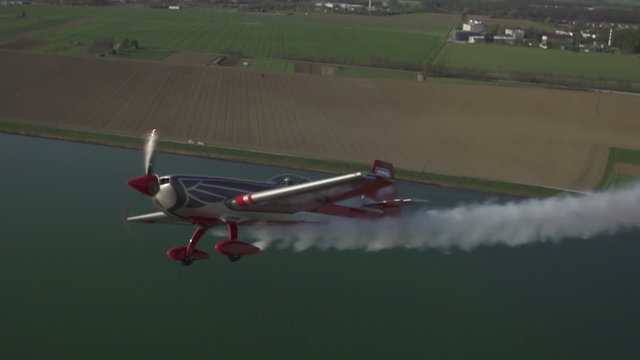 SLOW MOTION: Aerobatic aircraft in the air