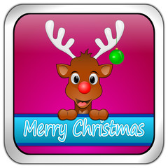 Reindeer wishing Merry Christmas Button