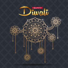 Beautiful greeting card design decorated of Diwali festival with floral pattern. Vector illustration.